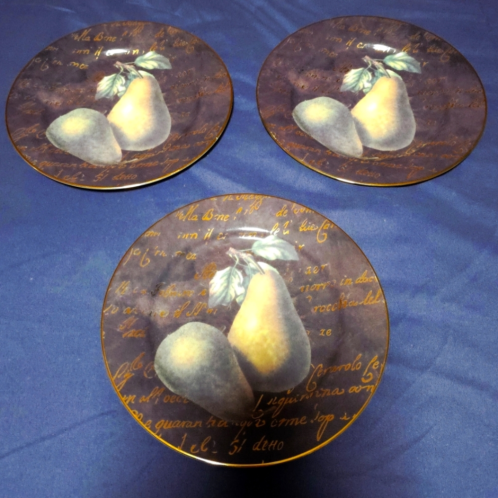 Set Of 3 Gold Buffet Royal Gallery Pear Design Salad Plates